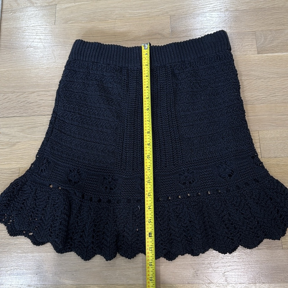 Anthropologie Black Knit Mini Lined Skirt